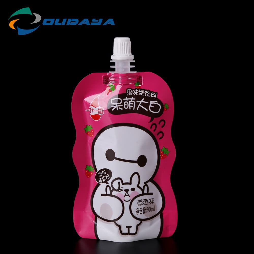 90ml Cute Plastic Material drink pouch with spout